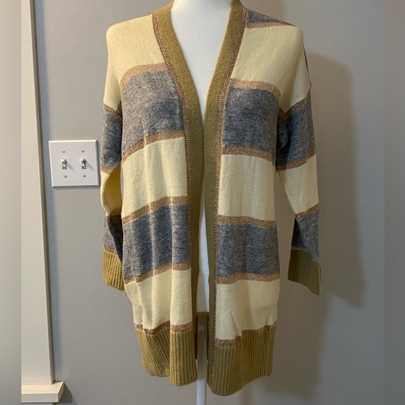 Central Park West NWOT long open striped cardigan size small. 3/4 cropped sleeve - Picture 1 of 4